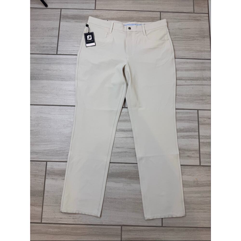 FootJoy Performance 5-Pocket Golf Pants Men Stone Athletic Fit Moisture Wick NWT